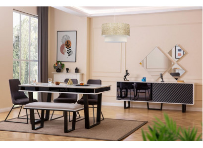 Designer Iesszëmmer Set 10tl Luxus Miwwelen stilvoll Iessgrupp Anrichte
