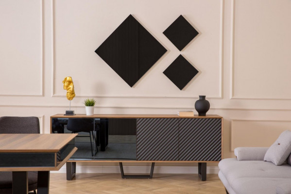 Iesszëmmer Set Iessdësch 4x Stull Bänk Sideboard Iessgrupp 3x Spigel 10tlg