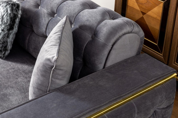 Designer 3-Deligen Wunnzëmmer Set Ecksofa L-Form + 3 + 1 Sëtzer Luxus Eckcouch