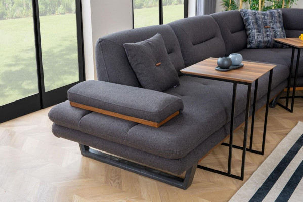 Stil Ecksofa L-Form Grau Luxus am Wunnzëmmer Designer Eckgarnitur Couchen