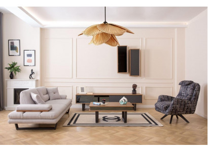 Design Sofagarnitur Couchtisch Sofa 6-teilleg Wunnzëmmer Set Luxus Miwwelen