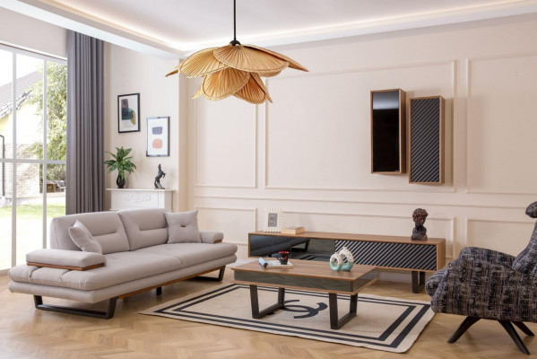 Design Sofagarnitur Couchtisch Sofa 6-teilleg Wunnzëmmer Set Luxus Miwwelen