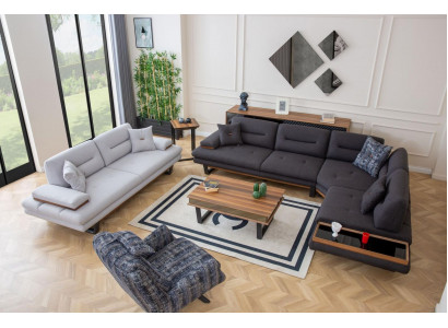 Stilvoll Set Wunnzëmmer Modern Sofagarnitur Eckgarnitur 3tlg Couchen