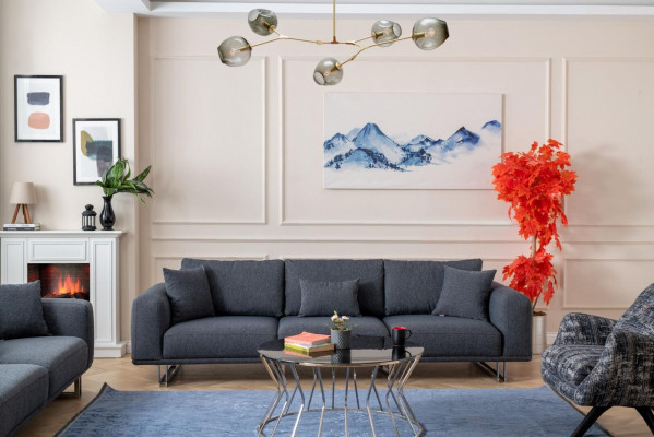 Sofa 4-Sëtz Relax Canapé Couchen Bettfunktioun Véiersëtzer Textil Sofas