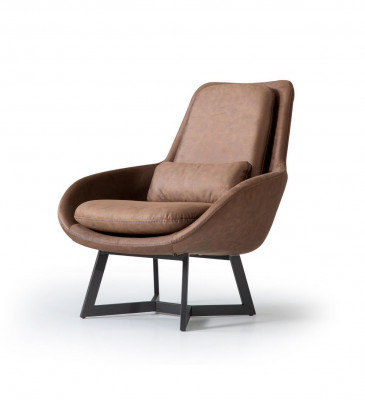 Designer Fotell 1 Sëtz Kënschtlecher Lieder Couch Polster Fotell Design Braun