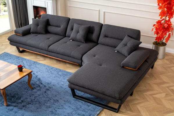 Modern Sofagarnitur 3 + 1 Seetzer an Ecksofa L-Form Designer Miwwelen nei