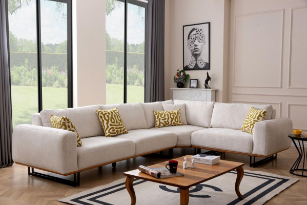 Luxus Eckcouch L Form Stoffcouch Sofa Wäiss Polstersofa Sëtz Ecksalon