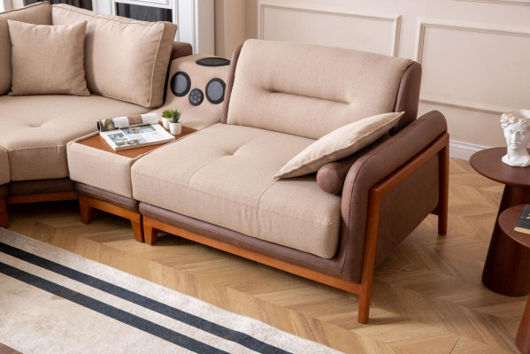 Luxus 3 Stéck Wunnzëmmer Set Ecksofa L-Form 3 Sëtzer Relax Stull Miwwelen
