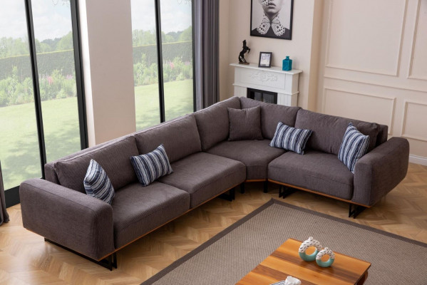 Designer Wunnzëmmer Set Wunnlandschaft Ecksofa L-Form 3 Sofa Sesselen 3-stéckeg