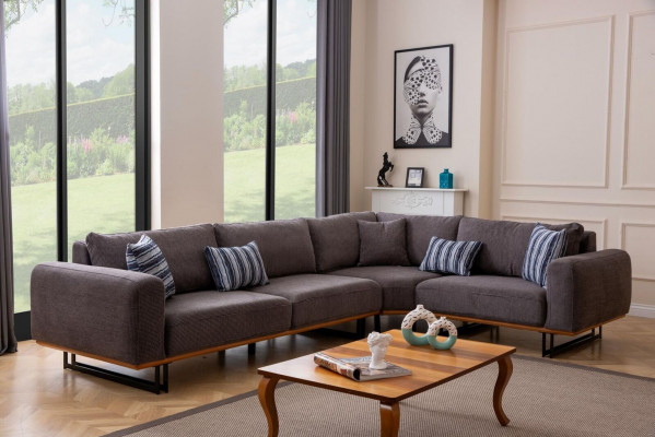 Designer Wunnzëmmer Set Wunnlandschaft Ecksofa L-Form 3 Sofa Sesselen 3-stéckeg