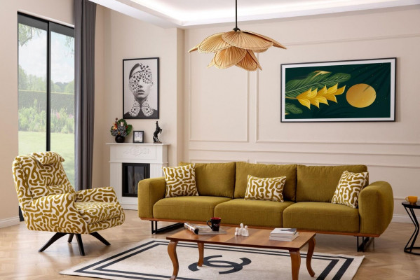 Luxus Sofagarnitur 4 + 1 Sëtzer Set Designer Sofa Textil Polster Couchen