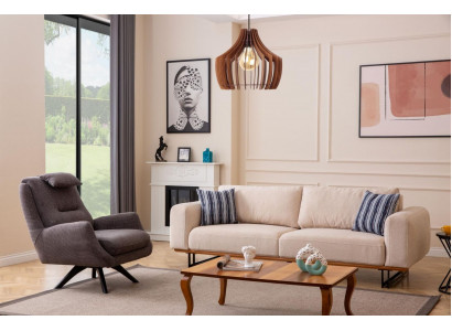 Luxus 2-Deeler Wunnzëmmer Set Sofa 3-Sëtz mat Fauteuil Design Sofagarnitur