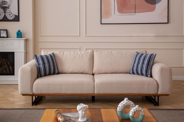 Luxus 2-Deeler Wunnzëmmer Set Sofa 3-Sëtz mat Fauteuil Design Sofagarnitur