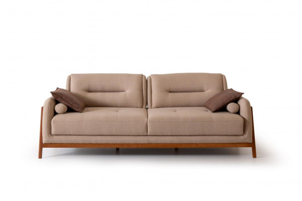 Designer Canapé 3 Sëtzer Luxus Polster Braun Sofa Wunnzëmmer Miwwelen