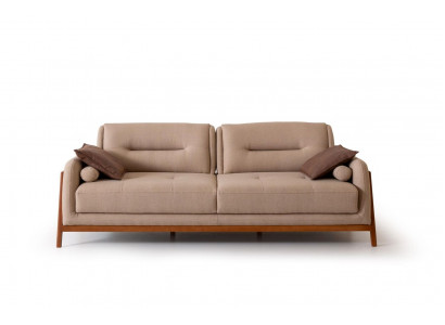Designer Canapé 3 Sëtzer Luxus Polster Braun Sofa Wunnzëmmer Miwwelen