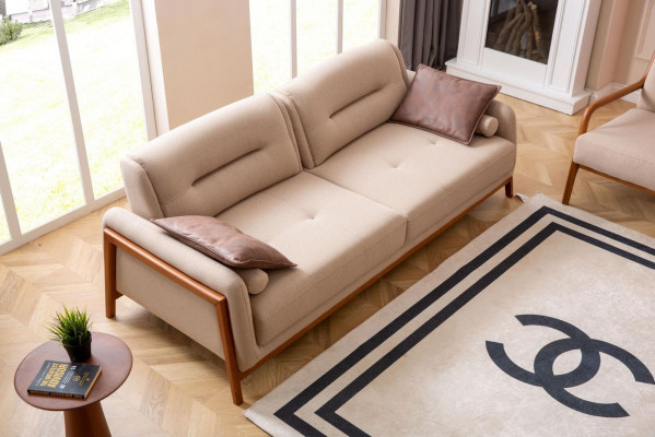 Designer Canapé 3 Sëtzer Luxus Polster Braun Sofa Wunnzëmmer Miwwelen
