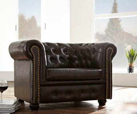 Chesterfield Fauteuil Fernseh Canapé 1-Sëtzer Sofa Lieder Stoff Canapéen Polsteren