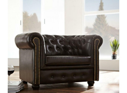 Chesterfield Fauteuil Fernseh Canapé 1-Sëtzer Sofa Lieder Stoff Canapéen Polsteren