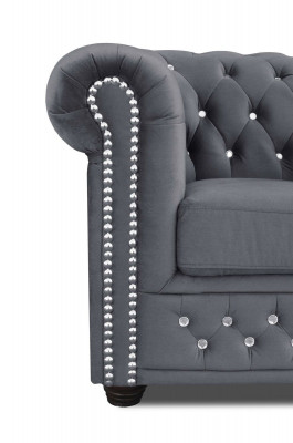 Couchen Chesterfield Fautteuil Fernsehcanapé 1-Sëtzer Sofa Textil Stoff Polster Nei