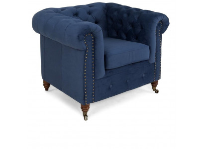 Designer Fautel 1 Sëtz Blo Lieder Textil Luxus Club Lounge Sofa Chesterfield