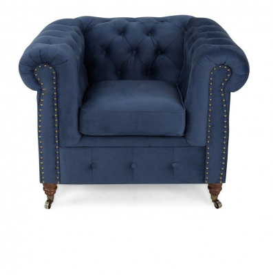 Designer Fautel 1 Sëtz Blo Lieder Textil Luxus Club Lounge Sofa Chesterfield