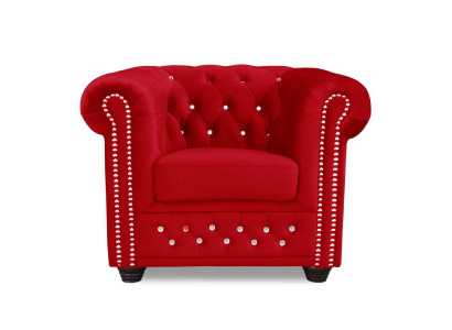 Sëtz Design Polster Modern Textil Stoff Rout Fernseh 1 Sëtzer Chesterfield Nei
