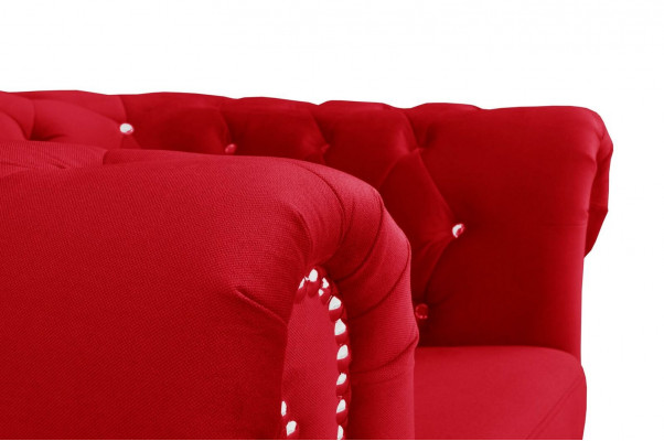 Sëtz Design Polster Modern Textil Stoff Rout Fernseh 1 Sëtzer Chesterfield Nei