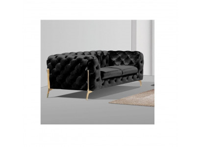 Design Chesterfield Sofa 2-Sëtzer Couch Samtpolster Textil Sofas Zweisëtzer Nei