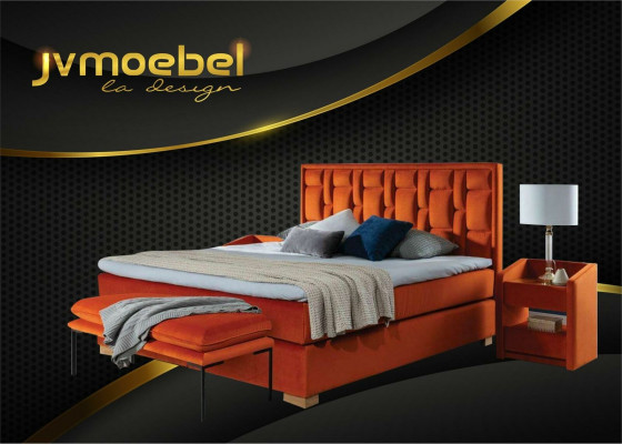 Design Bett Schlofkummer Set 4tlg. Nuetsdësch 2x Sëtzbank Better modern