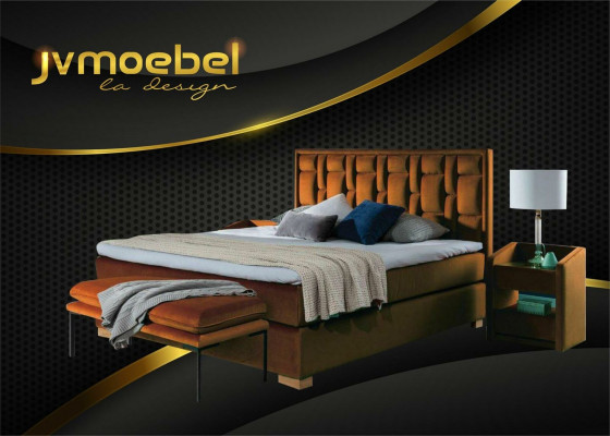 Design Bett Schlofkummer Set 4tlg. Nuetsdësch 2x Sëtzbank Better modern