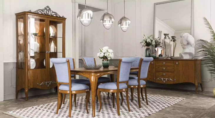 Iesszëmmer Set Garnitur Dësch 6x Still Design Sideboard Miwwelen Luxus Nei