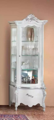 Wäisst Wunnzëmmer Set TV-Stänner Couchtisch 2x Vitrine Luxus Holzmiwwelen