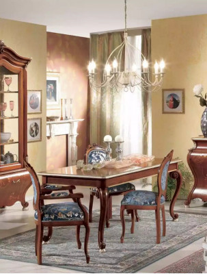 Grousst Iesszëmmer Set Luxus Miwwelen Iessdësch 4x Still Kommode Spigel 8tlg