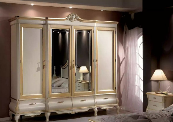 Schlofkummer Set Bett 2x Nuetsdëscher Schaf Kleederschaf Kommode Spigel