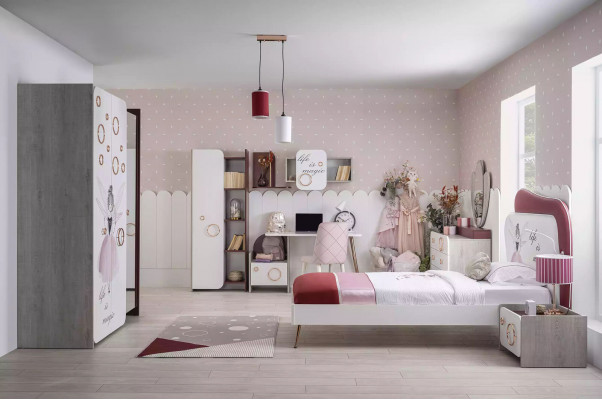 Schaf Bibliothéik Kannerregal Bicheraschaf Kannermebel Rosa Holz