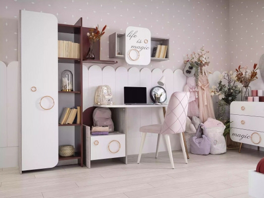 Schaf Bibliothéik Kannerregal Bicheraschaf Kannermebel Rosa Holz