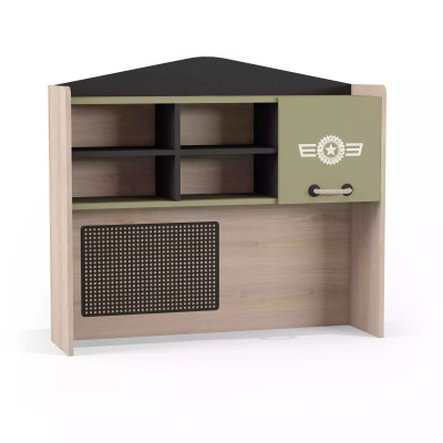 Garnitur Schreifdësch Set Holz Dësch Bichieraf Regal Gréng Kannerzëmmer