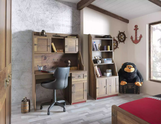 Bestéck Schreifdësch Set Pirat Holz Bicherregal Brong Kannerzëmmer