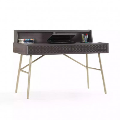 Schreifdësch Bicherregal Computerdësch Regal Gro Holz Kanner Set 2tlg
