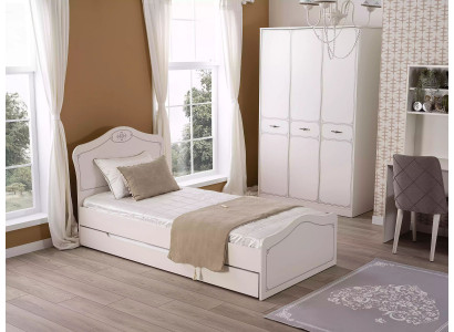Bett Auszéibares Funktiounsbett Kannerbett Bettrahmen Wäiss Holz Better