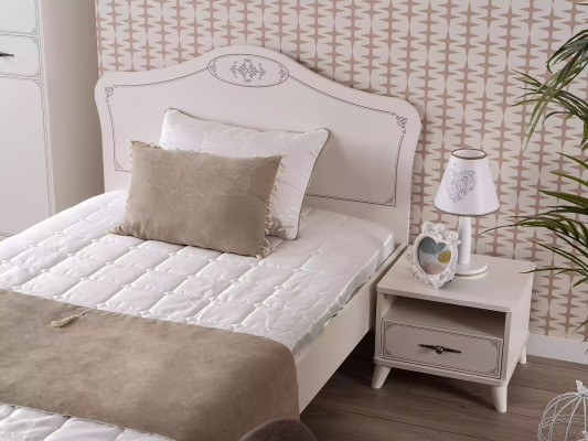 Bett Auszéibares Funktiounsbett Kannerbett Bettrahmen Wäiss Holz Better