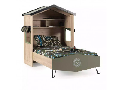 Design Bettgestell Bett Holz Gréng Jongen Kannermeubelen Kannerbett Modern
