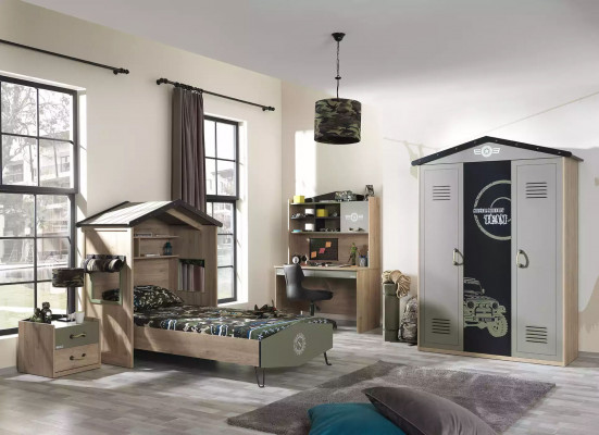 Design Bettgestell Bett Holz Gréng Jongen Kannermeubelen Kannerbett Modern