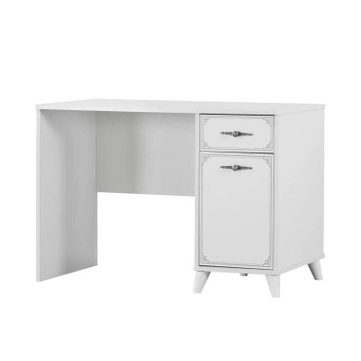 Grupp Comptoir Dësch Schreifdësch Set Holz Bicherregal Wäiss 3tlg Regal