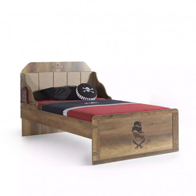 Bettkader Funktiounsbed Auszéiht Pirat Braun Holz Kannerbett Bett