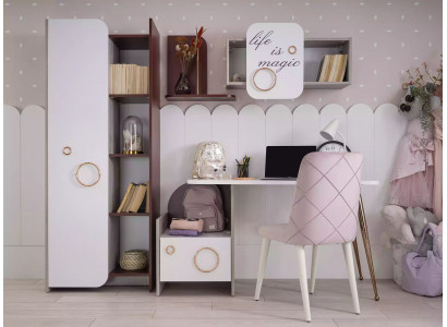 Designer Kannerzëmmer Miwwelen Schreifdësch 2x Bicherregaler Holzmiwwelen 3-Deel-Saz