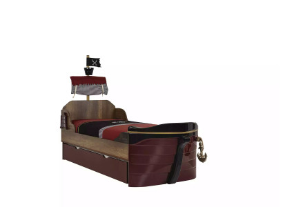 Funktiounsbett Pirat Better Kannerbett Bett Holz Jugendbett Braun Piraten