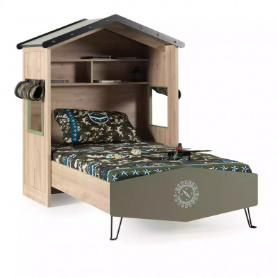 Komplett Kanner Miwwelen Kannerbett Bett Holz Gréng Set 2-delleg Nuetsdëschchen