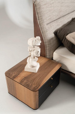 Schlofkummer Nuetsdësch Design Miwwelen Nuetsdëscher Holz brong Faarf