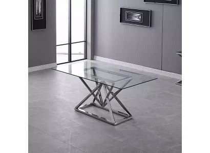 Designer Iesszëmmer Modernen Dësch aus Glas Edelstahldëscher Edelstahlgestell